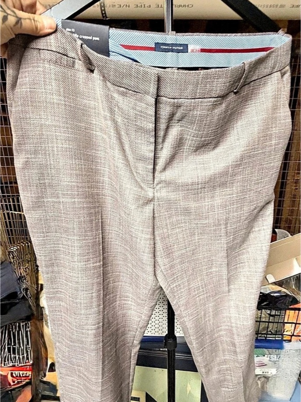 Tommy Hilfiger Radcliffe Cropped Pant Pants Houndstooth Gray Size 12